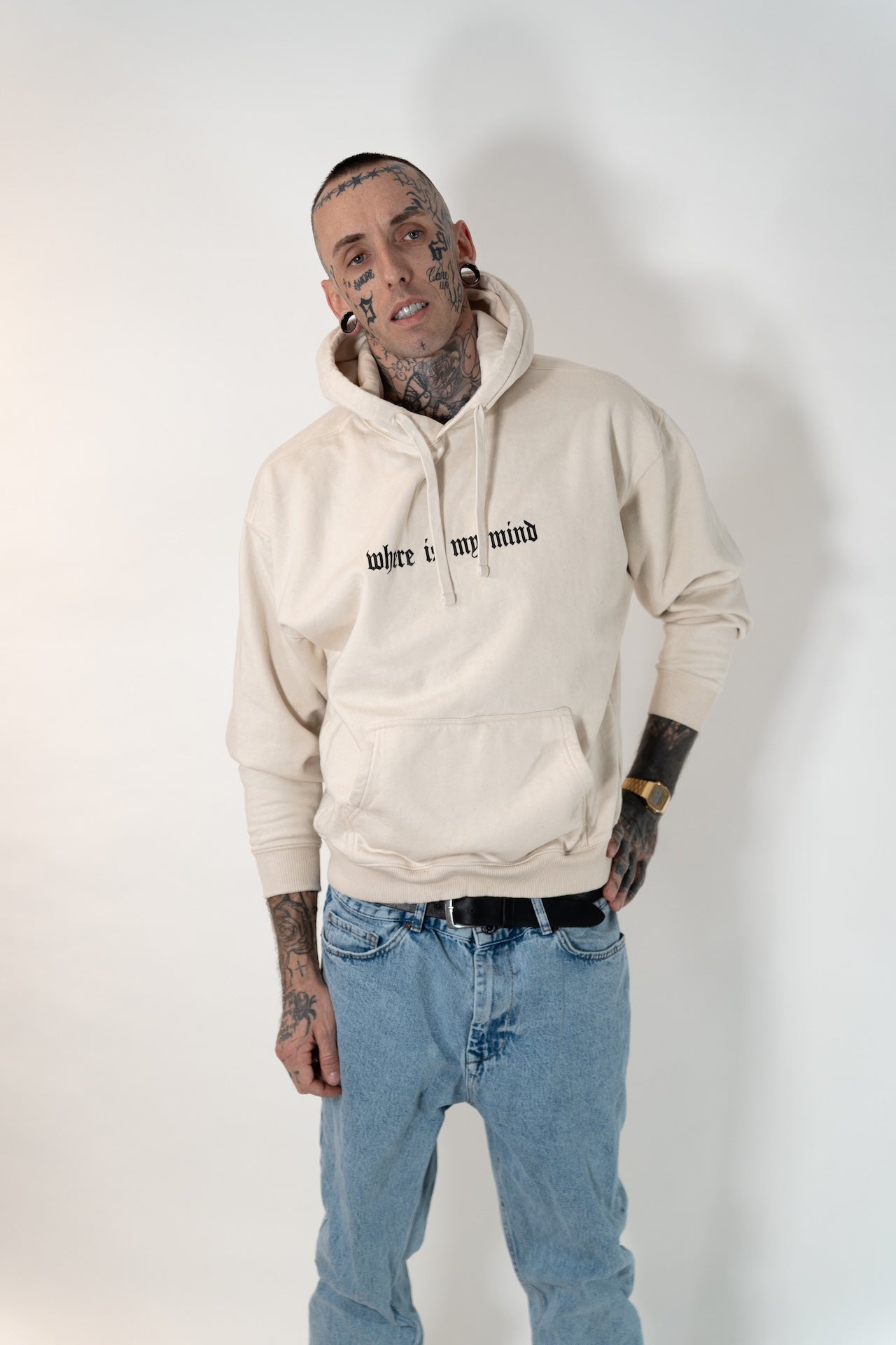 Oversize Hoodie "where is my mind" Beige