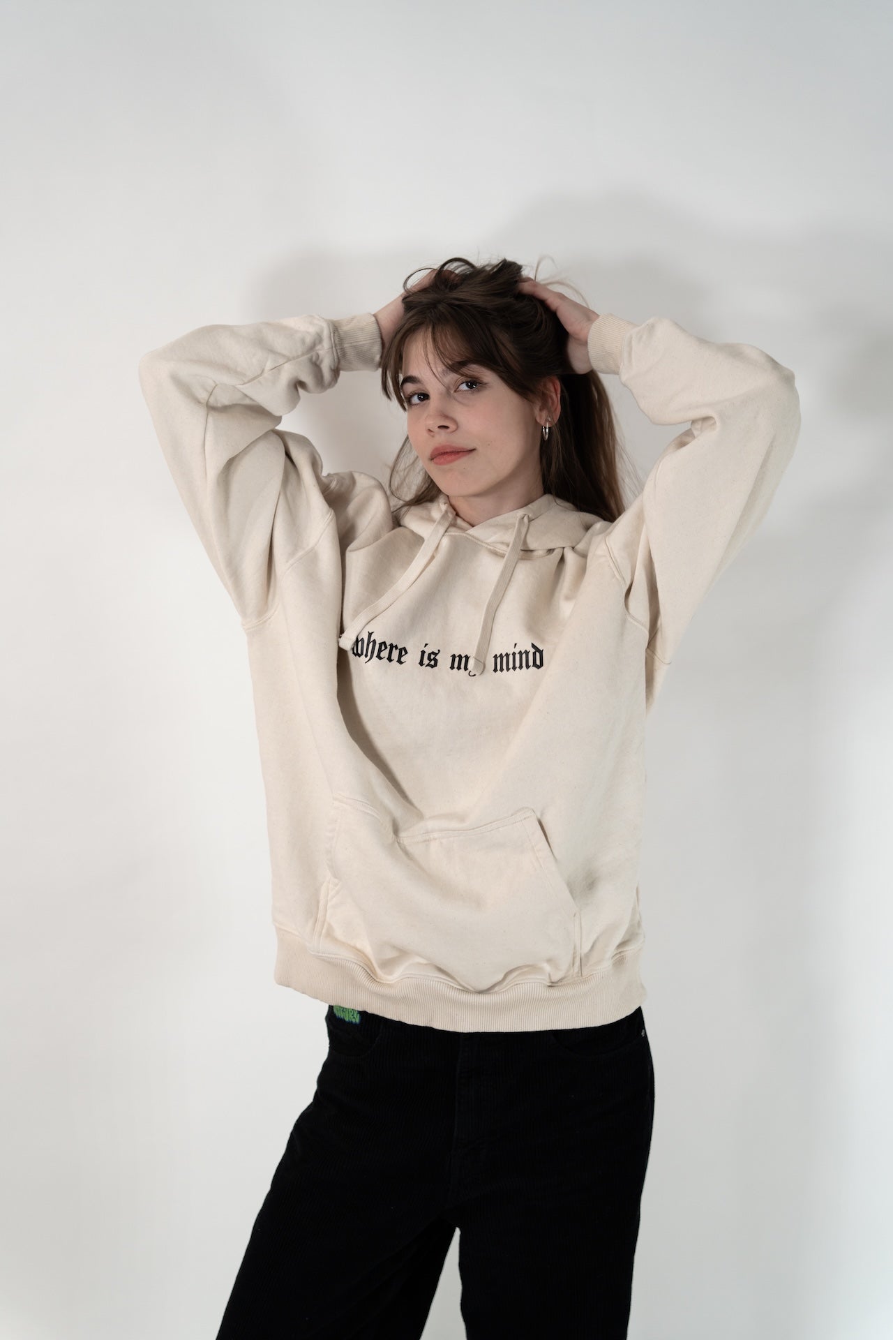 Oversize Hoodie "where is my mind" Beige