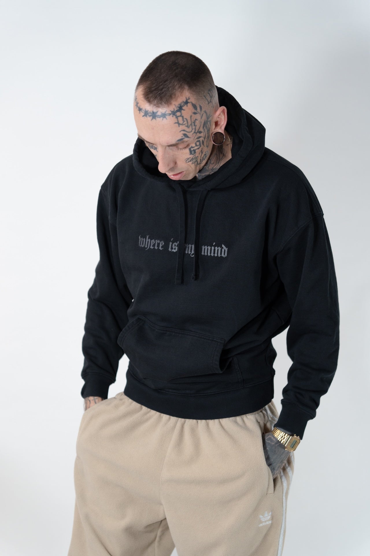 Oversize Hoodie "where is my mind" Schwarz