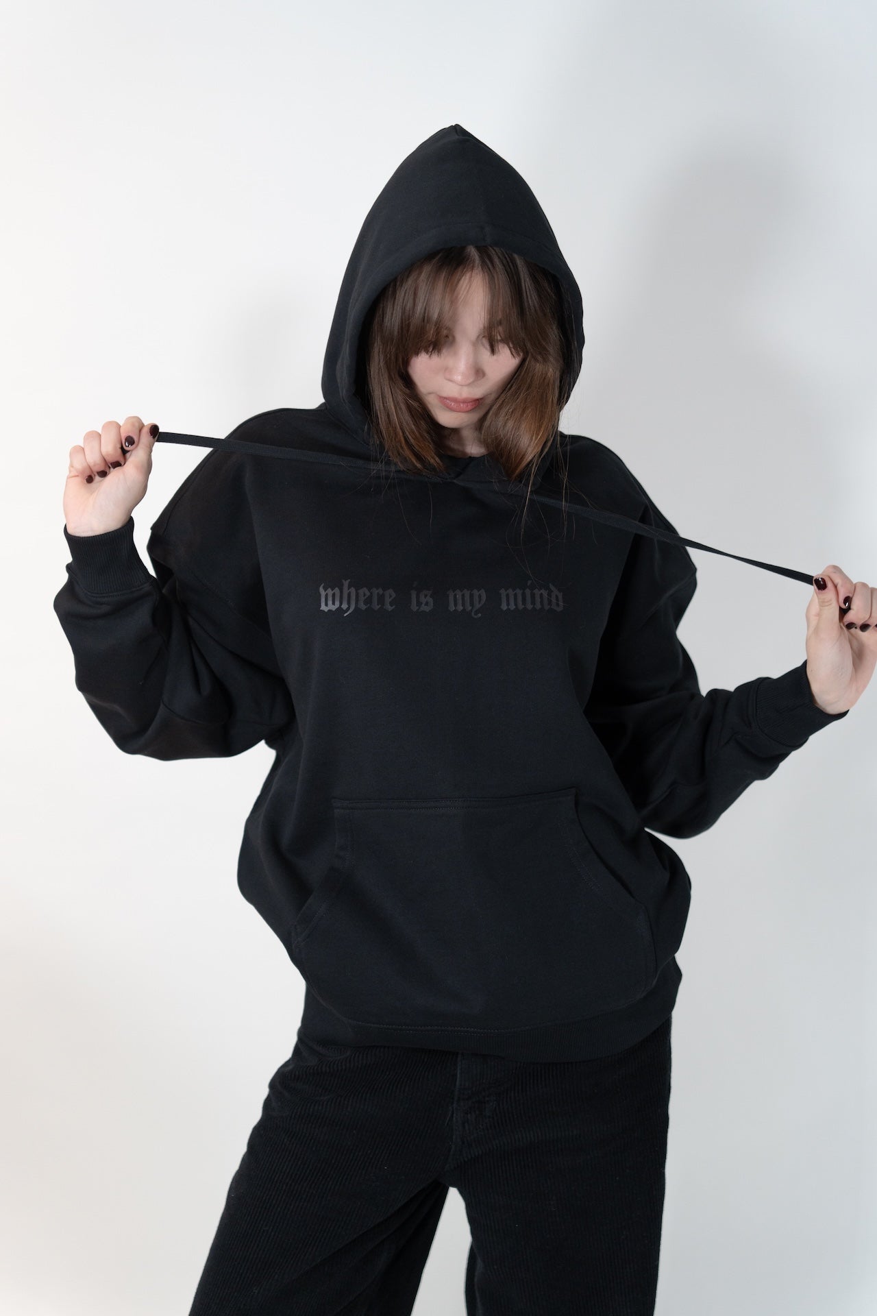 Oversize Hoodie "where is my mind" Schwarz