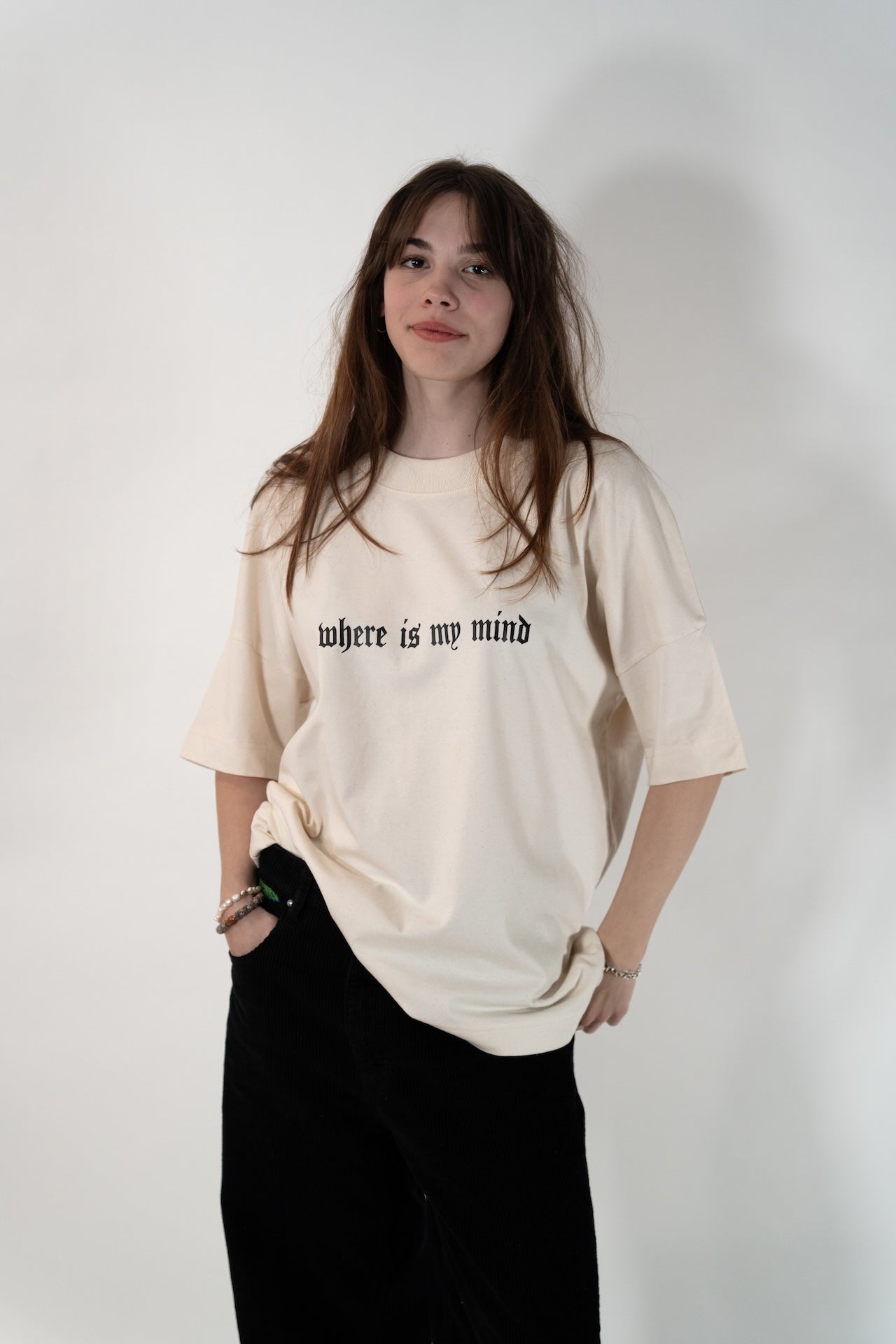 Oversize T-Shirt "where is my mind" beige