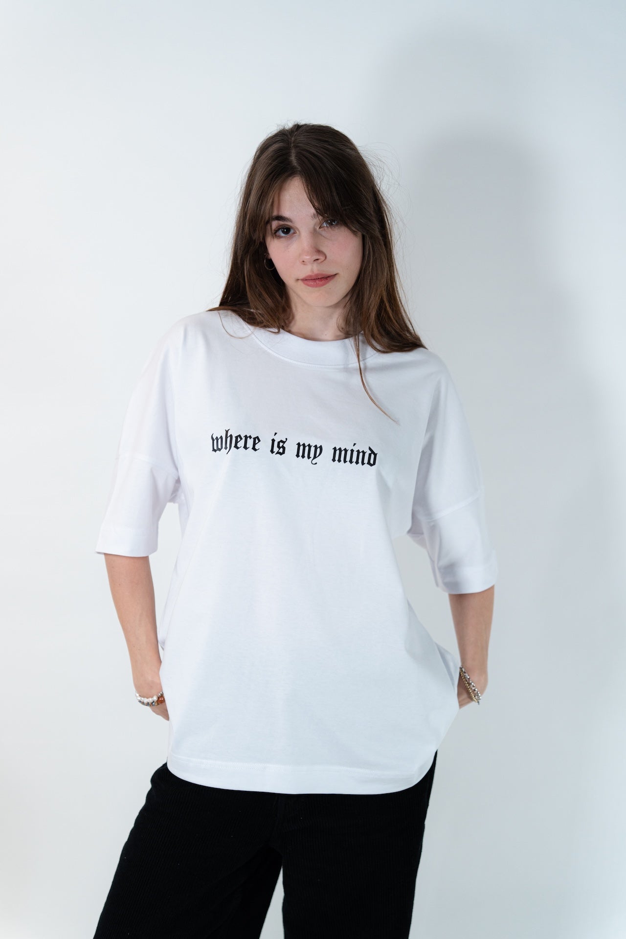 Oversize T-Shirt "where is my mind" weiß